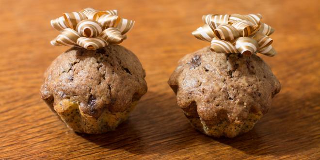 Two date and walnut muffins