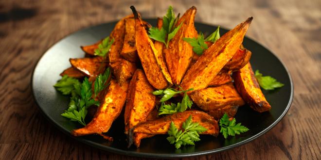 a bowl of grilled sweet potato steakfries